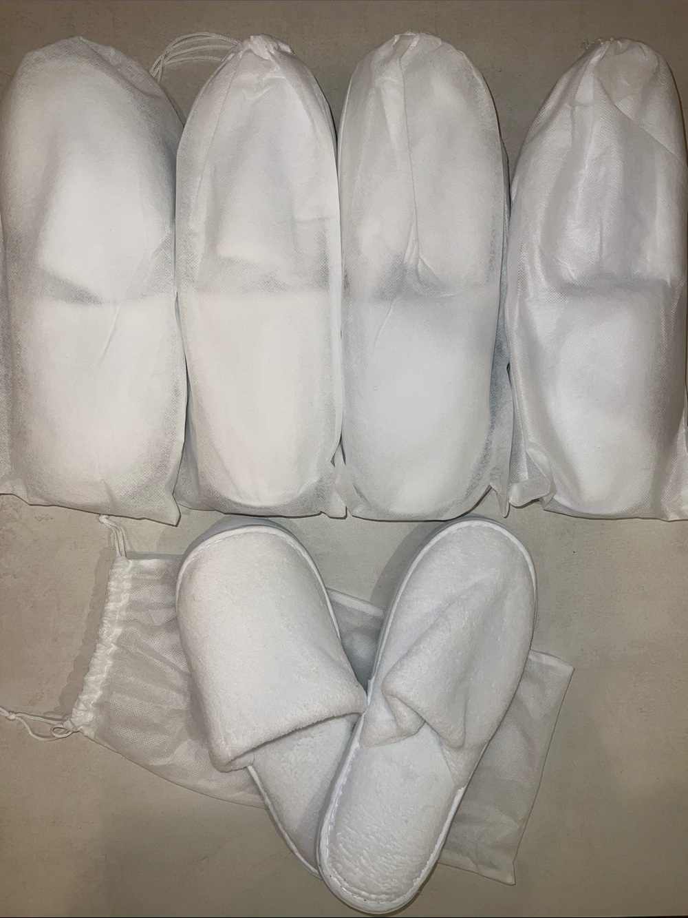 5 White Plush Luxury Hotel Slippers Marriott Hilton